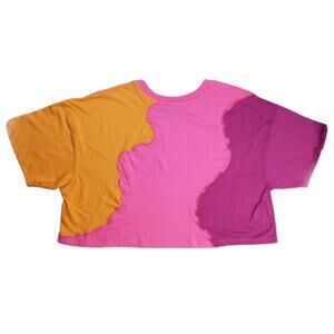 WILD FABLE RETRO CROP TOP ORANGE PINK AND PURPLE WIGGLY PATTERN SIZE XS NWOT